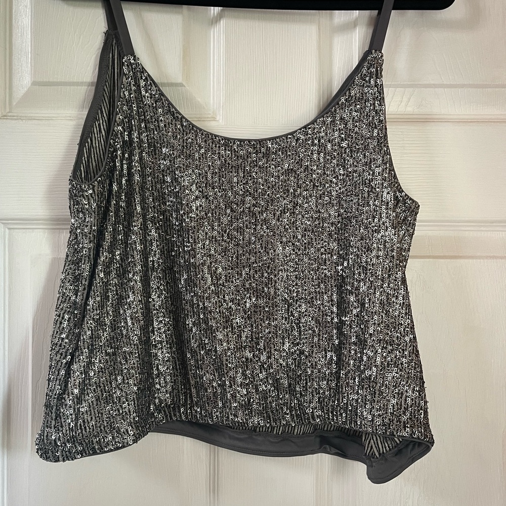 Express Silver Sequin Tank Top